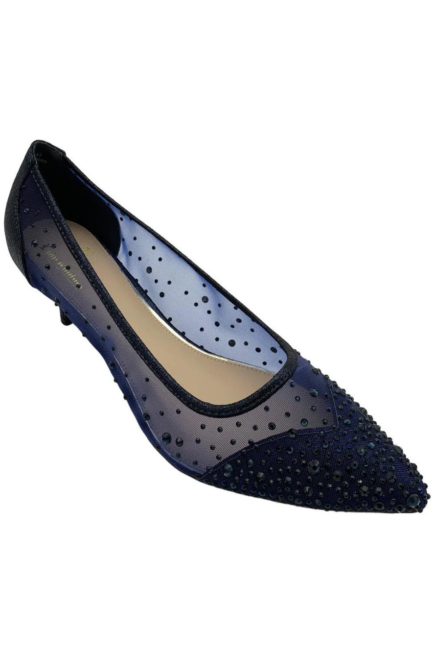 Lady Couture Women's Silk Heels Navy - Medium
